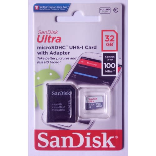 SANDISK ULTRA MISCRO SDHC UHS-I CARD WITH ADOPTER 32GB 100MB