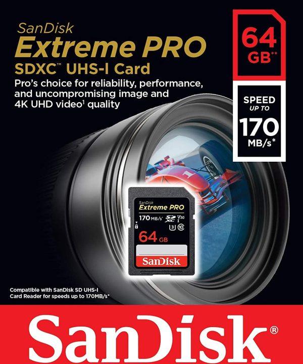 Sandisk 64 gb micro Extreme card speed 170 mb