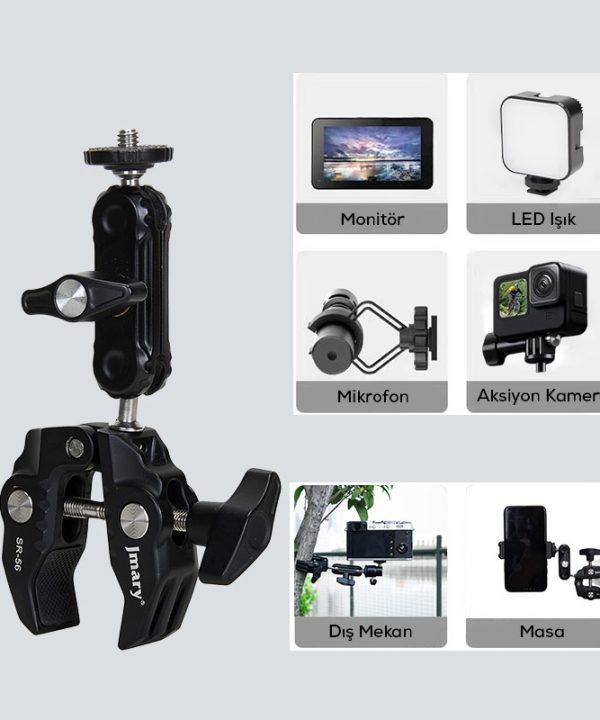 JMary SR‑56 Heavy‑Duty Super Clamp Mount with 1/4″ & 3/8″ Screw Adapter - Image 3
