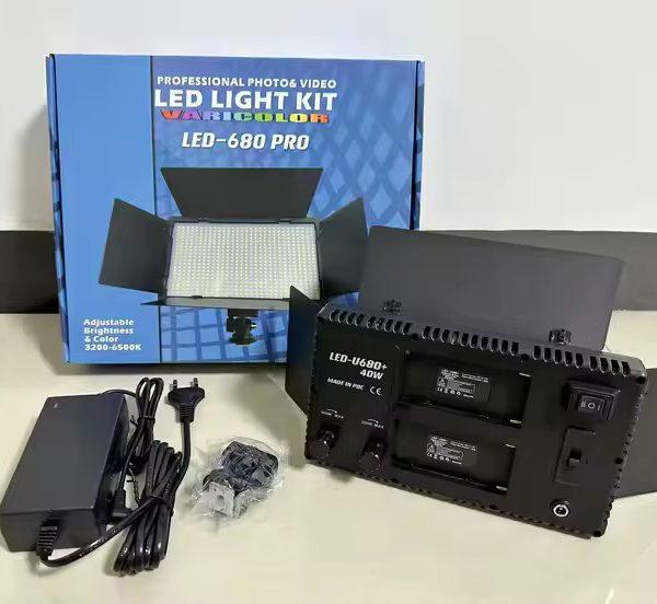 LED 680 pro with Dual Battery charger & Adaptor 40W Bi-colour Led Panel Photography Light