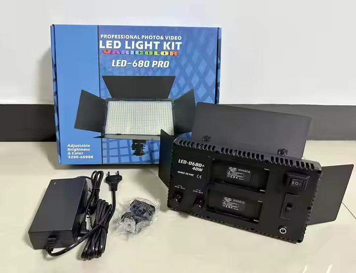 1-9 LED 680 pro with Dual Battery charger & Adaptor 40W Bi-colour Led Panel Photography Light - Image 1