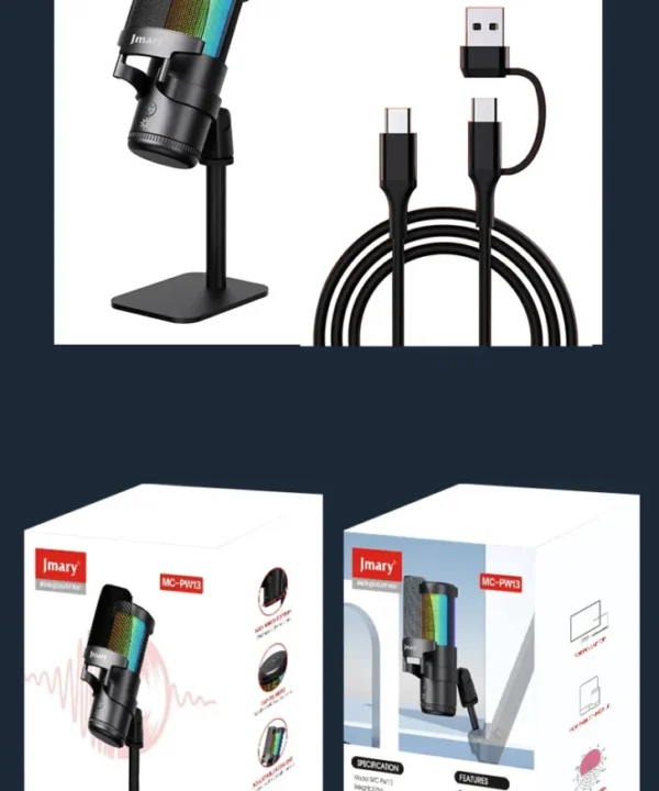 Jmary MC-PW13 RGB Light Plug and Play Desktop Microphone - Image 3