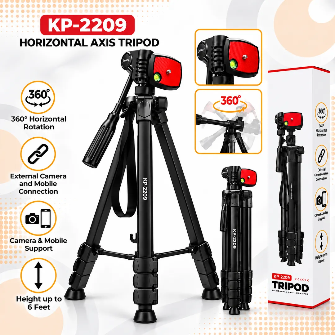 ChatGPT Image Oct 1, 2026, 10_07_12 AM Jmary KP‑2209 Professional Overhead Tripod Stand for Mobile & DSLR Camera - Image 1