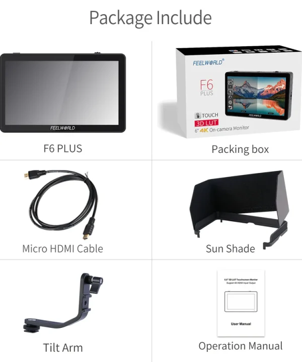 FEELWORLD F6 PLUS 6 inch small Touch Screen 3D LUT Camera DSLR Field Monitor 1920×1080 HD 4K HDMI - Image 4
