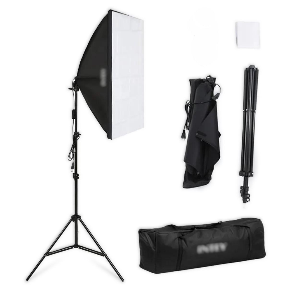 intey-softbox-50-x-70-cm-avec-85w-ampoule-e27-kit-1 Icon Softbox Kit With Stand For Continuous Photography Lighting for Camera Shooting, Video Recording - Image 1