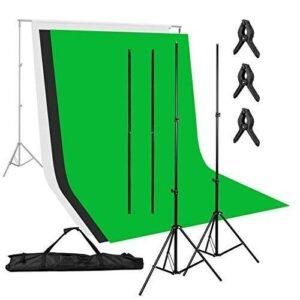 Amzdeal Backdrop Stand Kits with 3 Chroma Clothes ( Green, White & Black )
