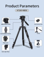 Jmary KT‑285 + NB40 2‑in‑1 Tripod with Overhead Boom Arm for Mobile & Camera - Image 3