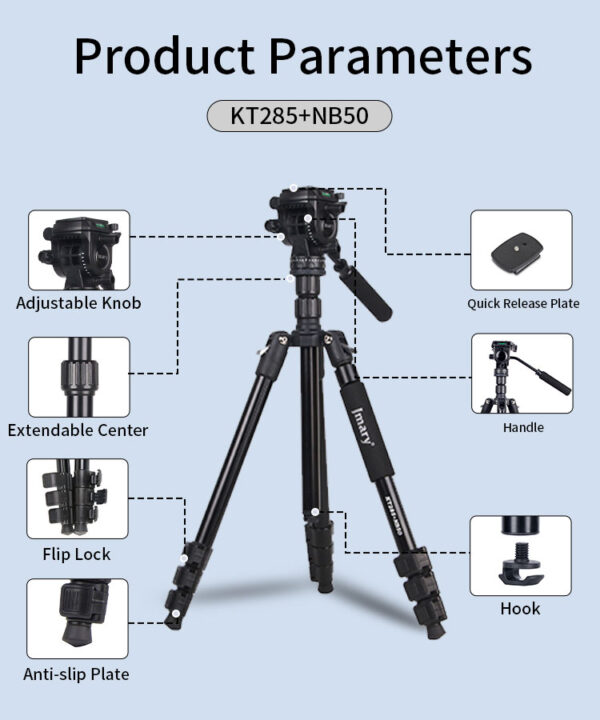 Jmary KT‑285 + NB40 2‑in‑1 Tripod with Overhead Boom Arm for Mobile & Camera - Image 3