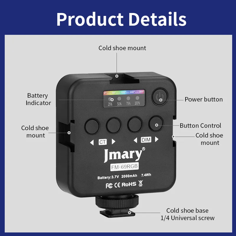 Jmary FM-69RGB Compact RGB LED Light