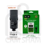 Godox TT520 II Flash with ICON 4x 2700 Cell & Charger Bundle