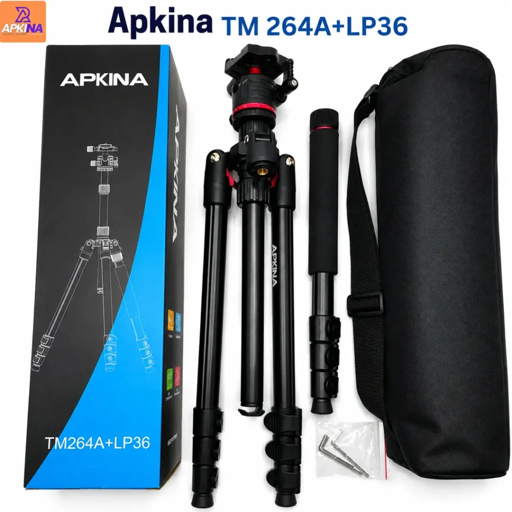 Apkina TM264A + LP36 Professional Aluminum Camera Tripod & Monopod