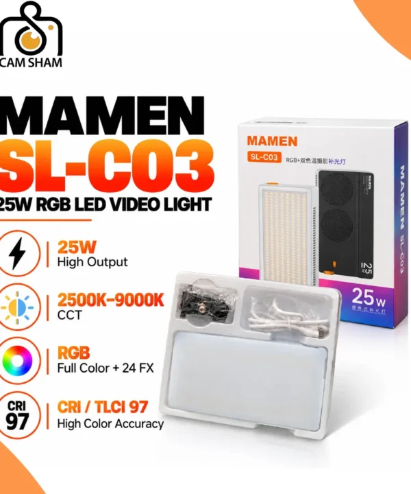 MAMEN SL-C03 25W RGB LED Video Light Portable Bi-Color Camera Light